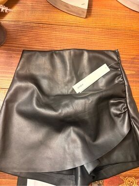 Aqua Black Faux Leather Mini Skirt